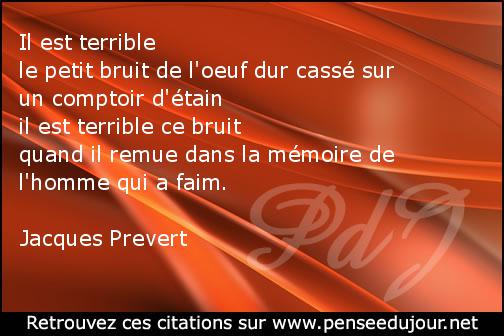 Jacques Prevert, citations et pensées. Pensée du Jour